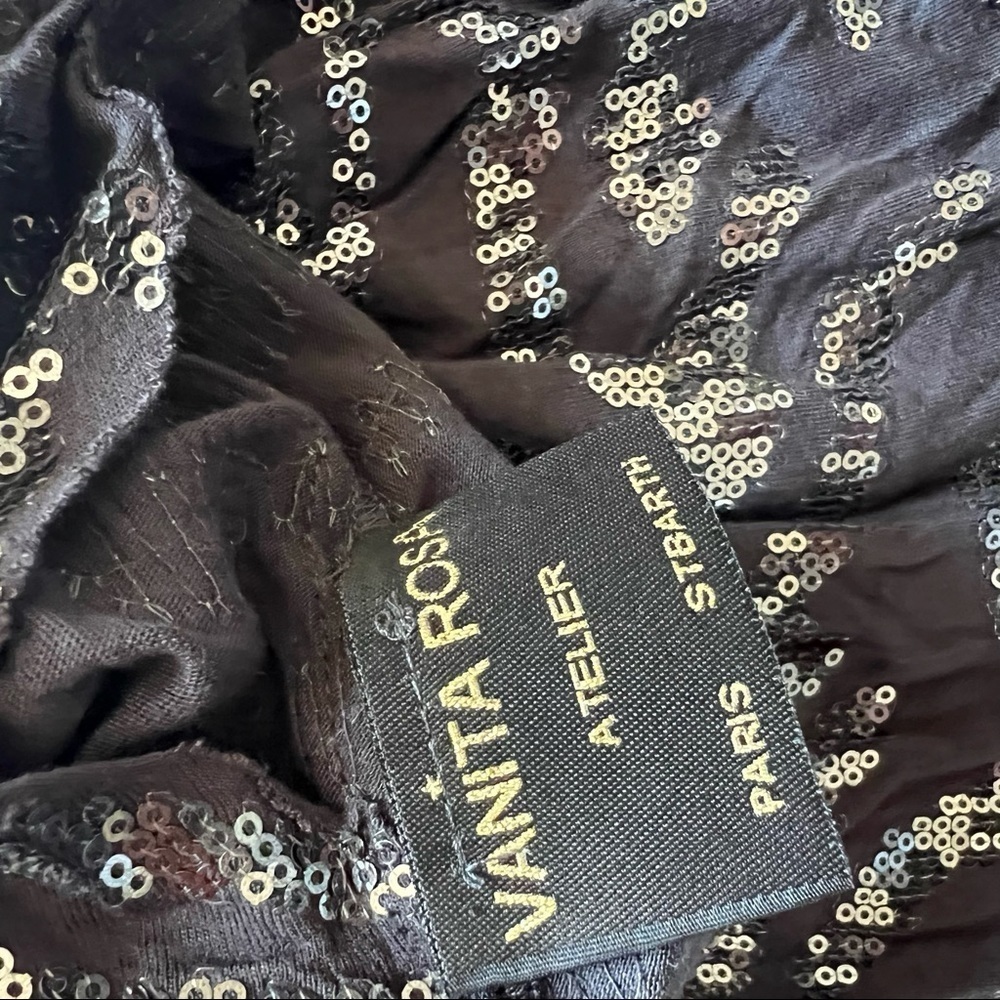 Vanita Rosa Paris Luxe Midnight Sky Sequin Dress / Halter / Resort Cover-up S - Picture 8 of 14